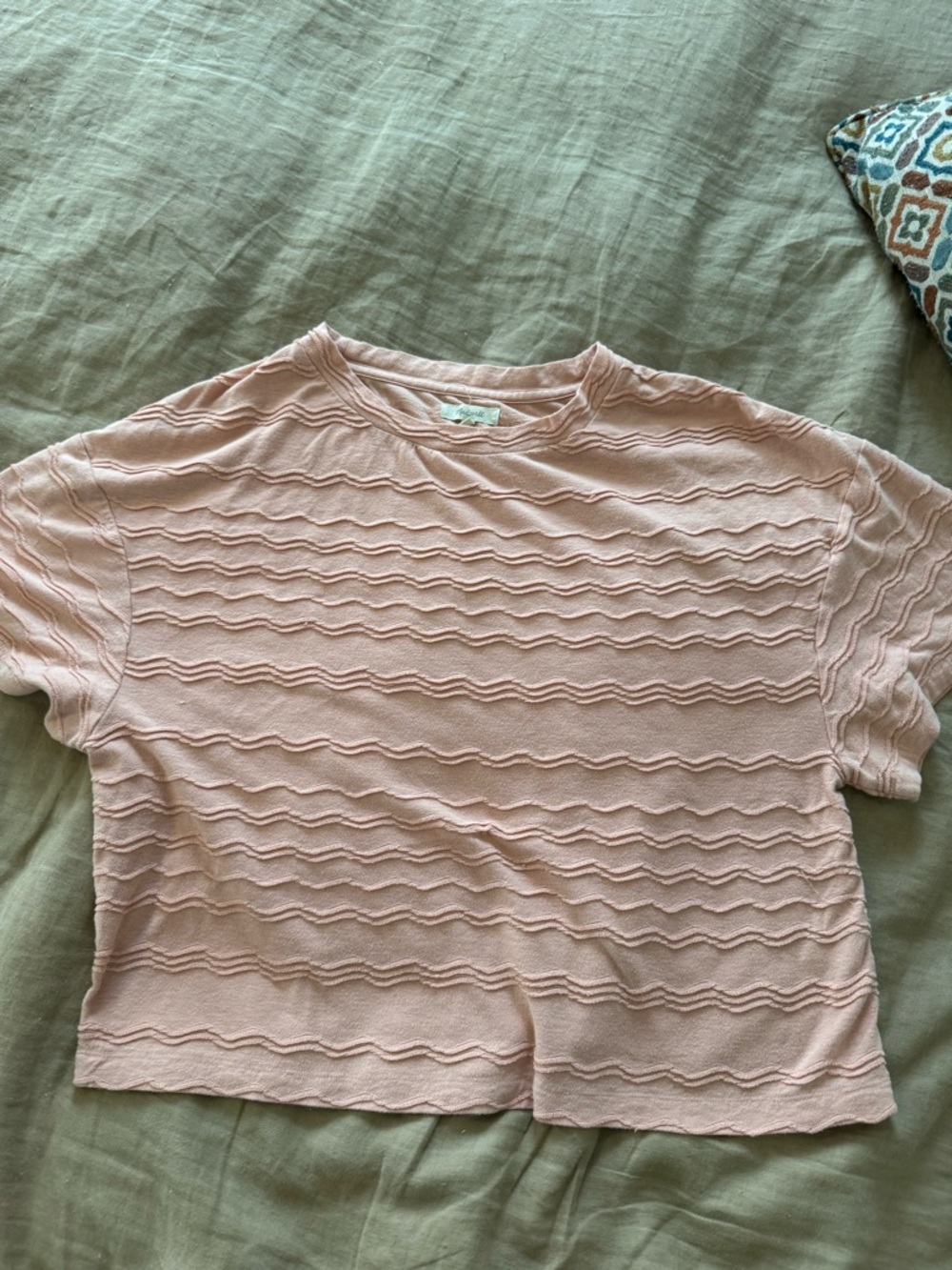 Madewell Light Pink Textured Wave Knit Boxy Tee